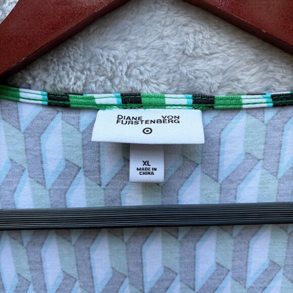 Diane Von Furstenberg x Target XL Green Wrap Dress Knit Midi Long Sleeve - Picture 8 of 11